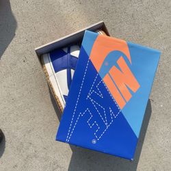 The Nike Dunks Men's Size 10.0 in Blue and White with Brown Gum Bottoms that are stylish high top sneakers