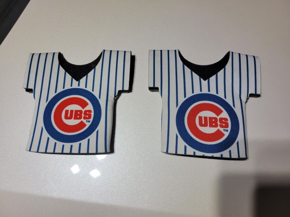 Pair of two Jersey Shaped Chicago Cubs Koozies by Budweiser 