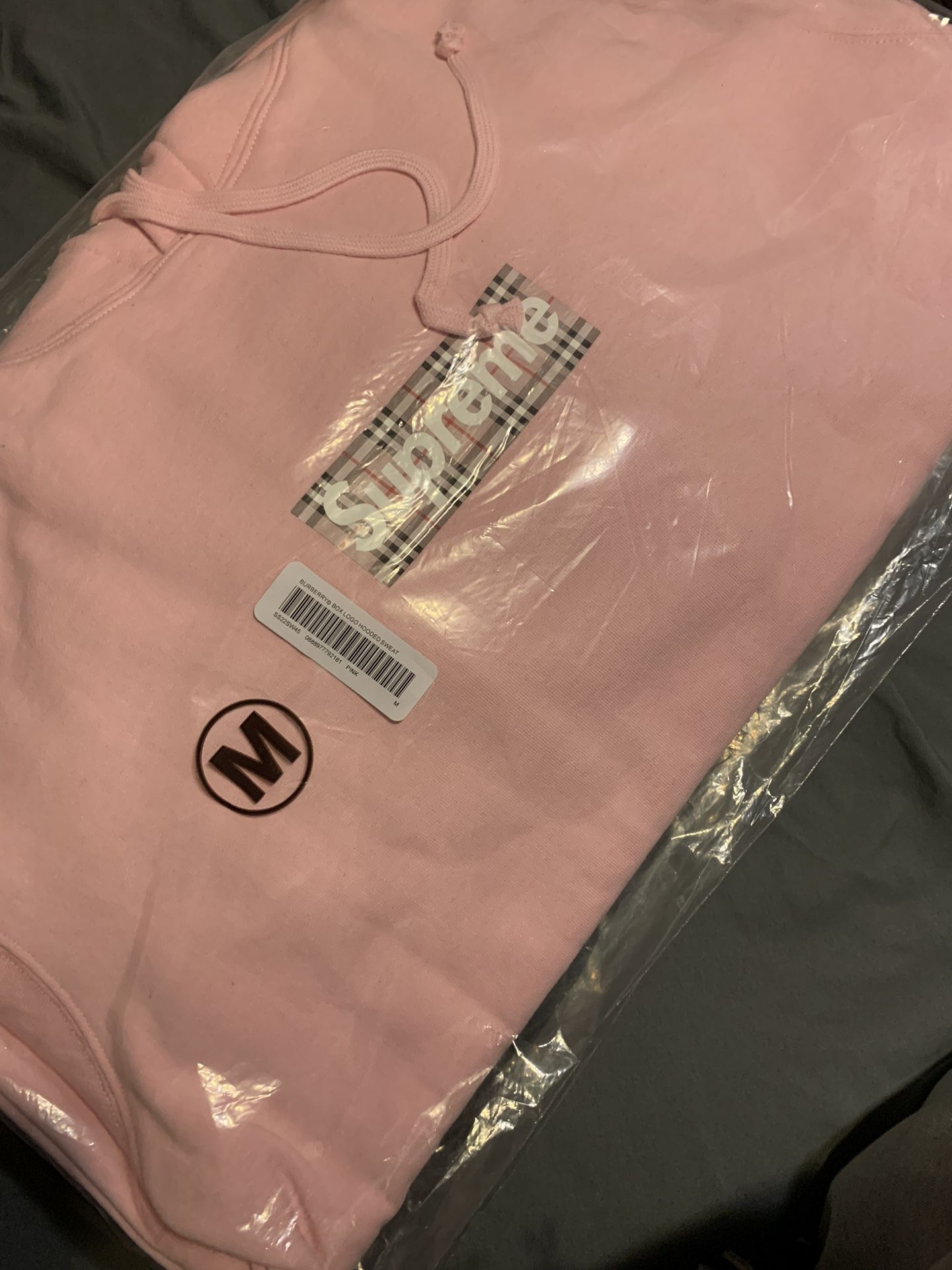 Supreme Burberry Pink Box logo Hoodie