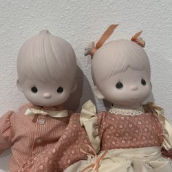 1981 Precious Moments Debbie and Mikey Doll Set - Porcelain Vintage Collectible