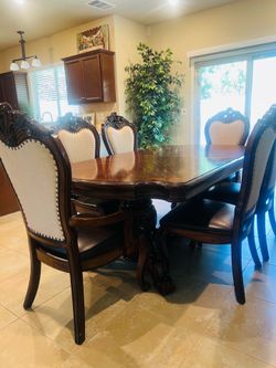 Wood Dining Room Table with 6 Chairs