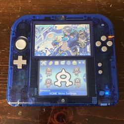 Nintendo 2DS in Clear Blue 32GB Pokémon Bank and Transporter