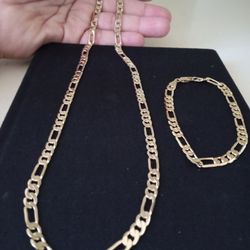 Gold 18k Deep Plated Bracelet And Chain