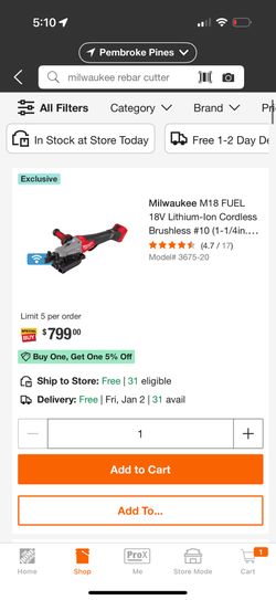 Milwaukee Rebar cutter