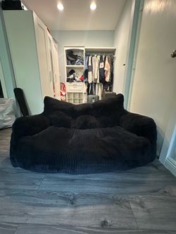 Black Corduroy Lounge Loveseat / Accent Couch
