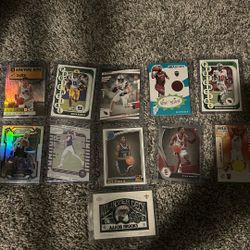 11 FOOTBALL AND BASKETBALL INSERTS AND JERSEY CARDS