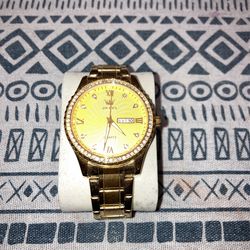 Gold Iced Out Bezel Watch