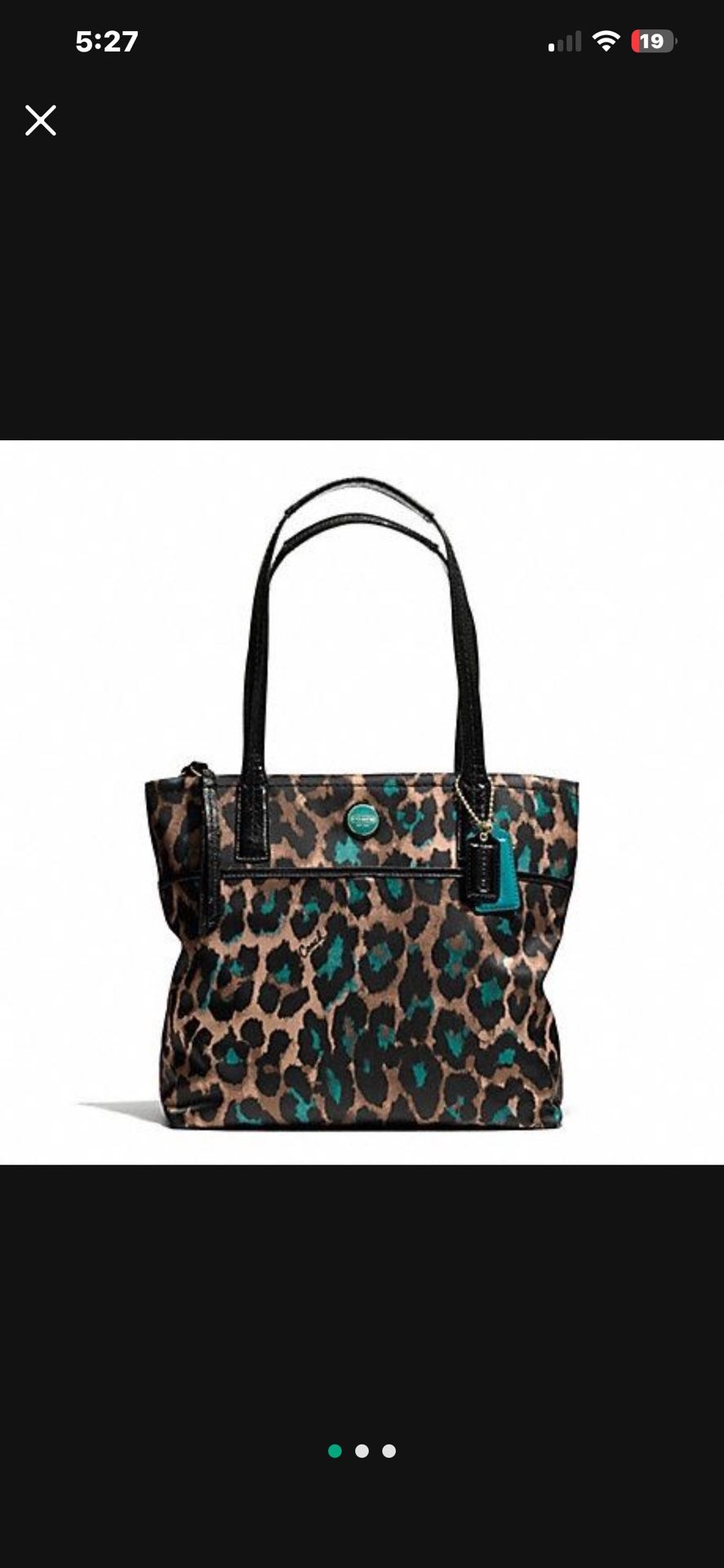 COACH SIGNATURE STRIPE OCELOT PRINT TOTE