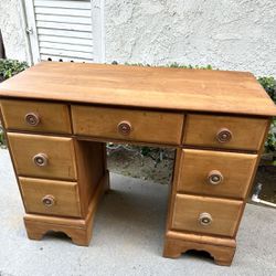 Vintage Natural Wood Desk Table Dresser