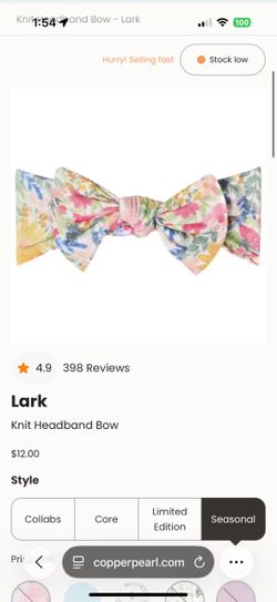 Copper Pearl Lark Knit Headband Bow