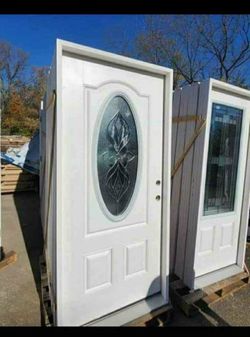 White Entry Door with Oval Glass Insert
