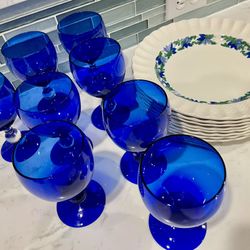 Set of 8 Spode Dinner Plates w/ Czech Goblets - $150