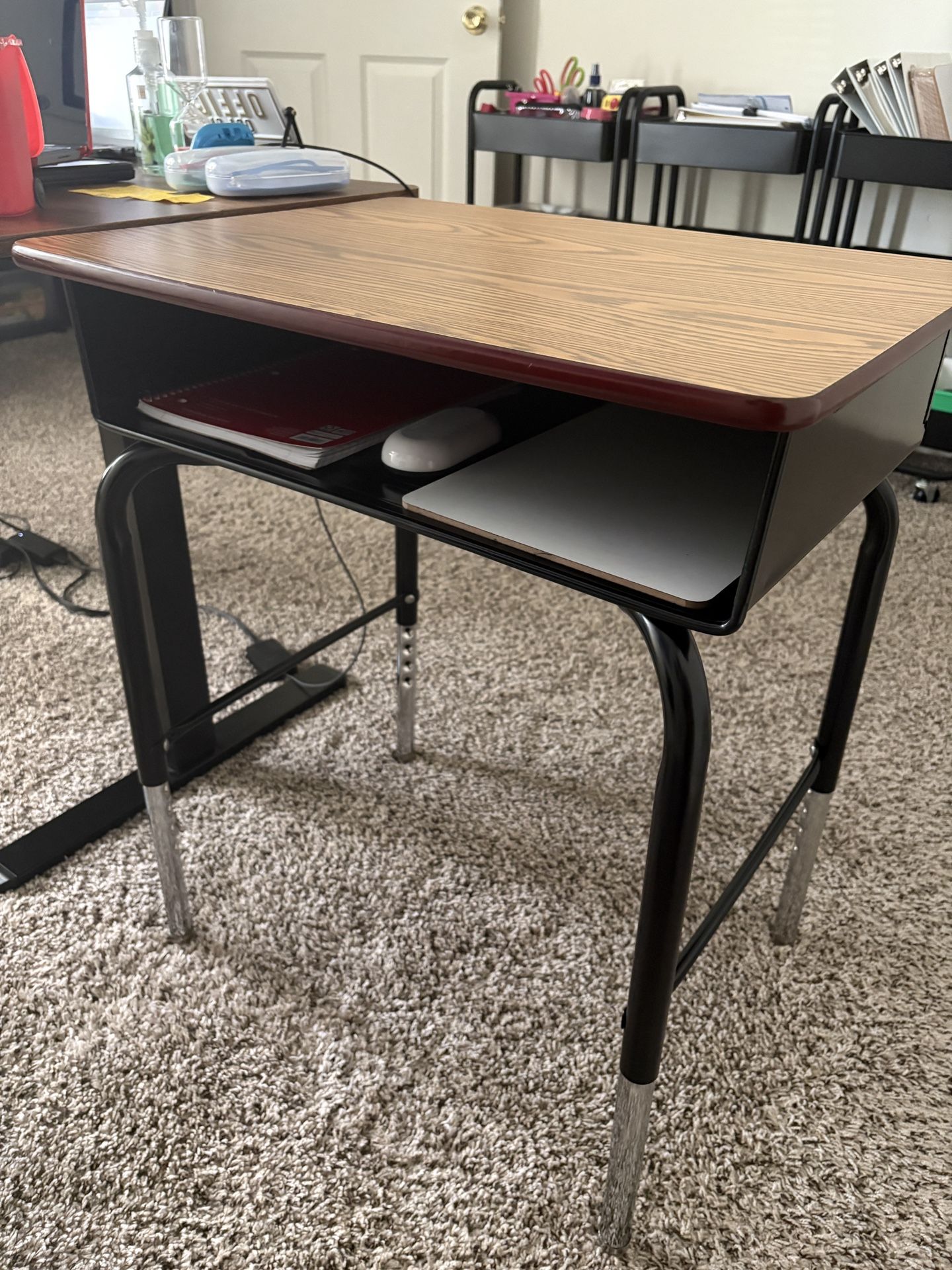 Student Desk with Metal Book Box