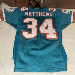 Authenti Miami Dolphins Wilson Jersey Pro Sewn Clean 90s Mens 46 USA Matthews