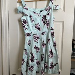 Mint Dress w/ Deep Purple Floral