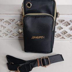 Small Cross Body Bag Multifunction 3 Layer Mini Crossbody Shoulder Black Unisex