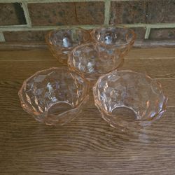 Vintage Custard Cup by Jeannette Glass in Pink "Cubist" Pattern