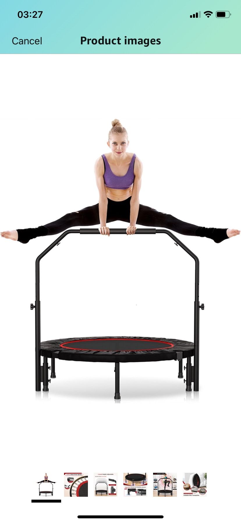 Rebounder Trampoline for Adult,460 LBS Mini Trampoline for Adults with Bar,Exercise Trampoline Indoor/Outdoor Use,40 inch Fitness Rebounder ( please f