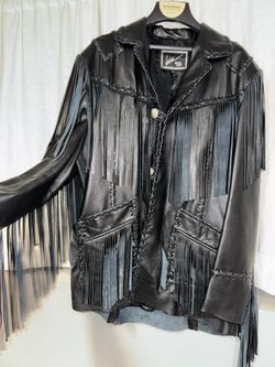 Women’s Vintage Milan Leather Fringe Jacket Sz XL