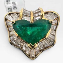 18k Yellow Gold Ring with 3.25 Ct. Emerald and Diamonds 2.75 Ct. (Size 6.00)