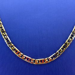 14Kt Two Tone 24” Square Mariner Necklace 25.10g 4.8mm 190835/12
