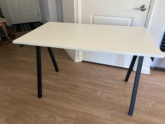 White desk table with white chair