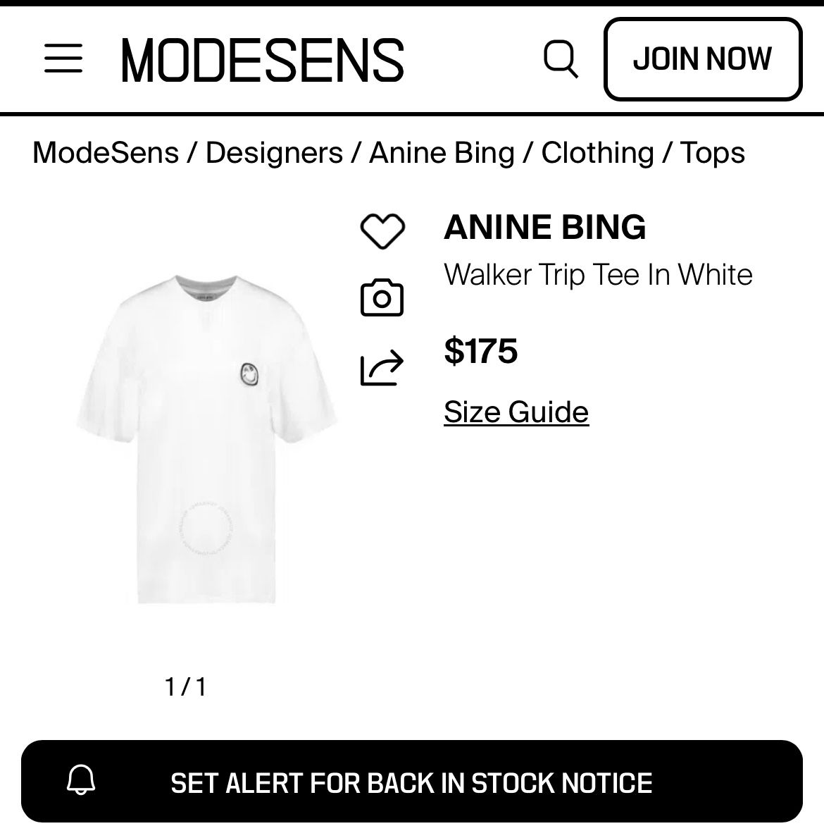 ANINE BING Walker Trip Tee in ivory
