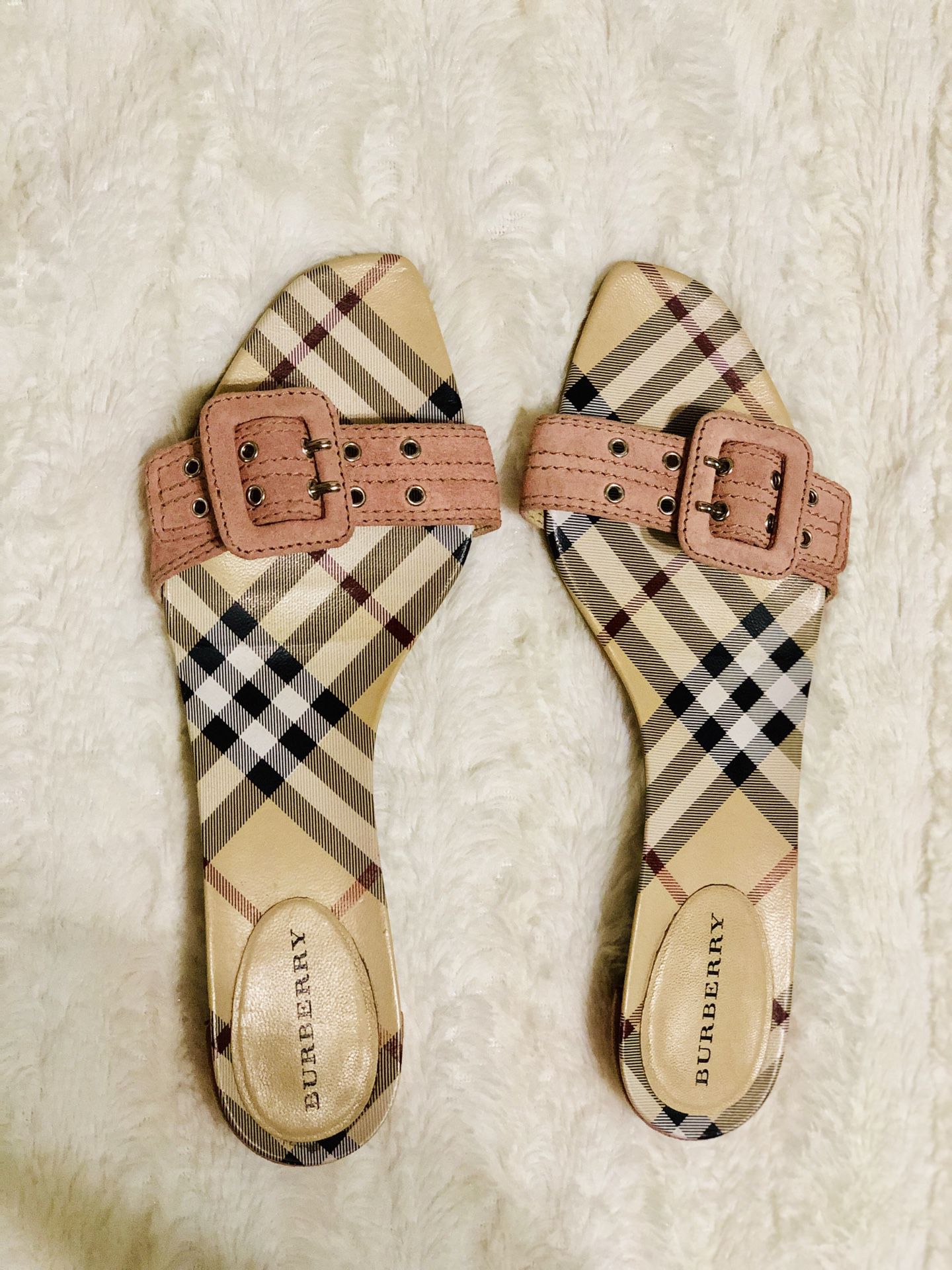 Authentic Burberry Pink Slides Sandals