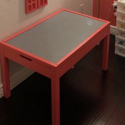 Pink Lego Table Two Drawers