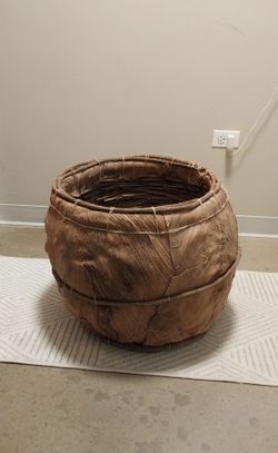 Large Rustic Handwoven Natural Fiber Storage Basket