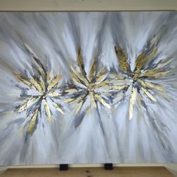 Large Nuetral Abstract Wall Art - 59" W × 47" H