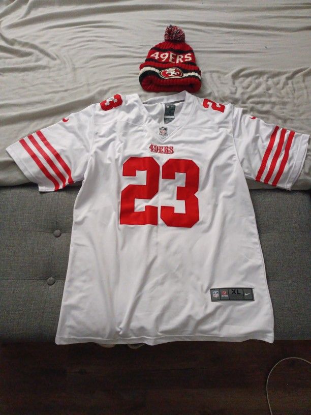 49ers jersey and beanie