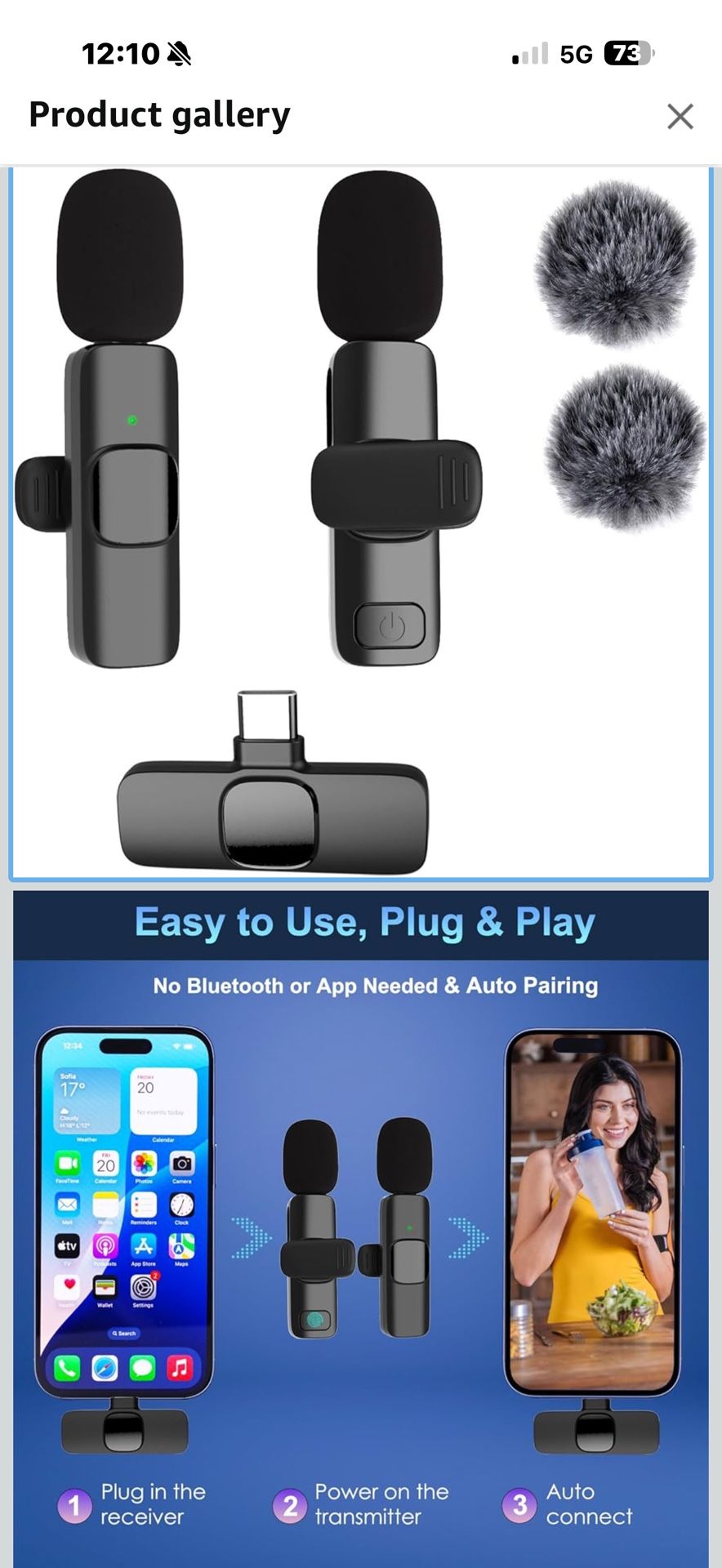 New in box! Wireless Lavalier Microphone for iPhone 15/16/17 Series, iPad and Android Devices, Noise Cancelling,Bluetooth Mini Lapel Microphone for Yo