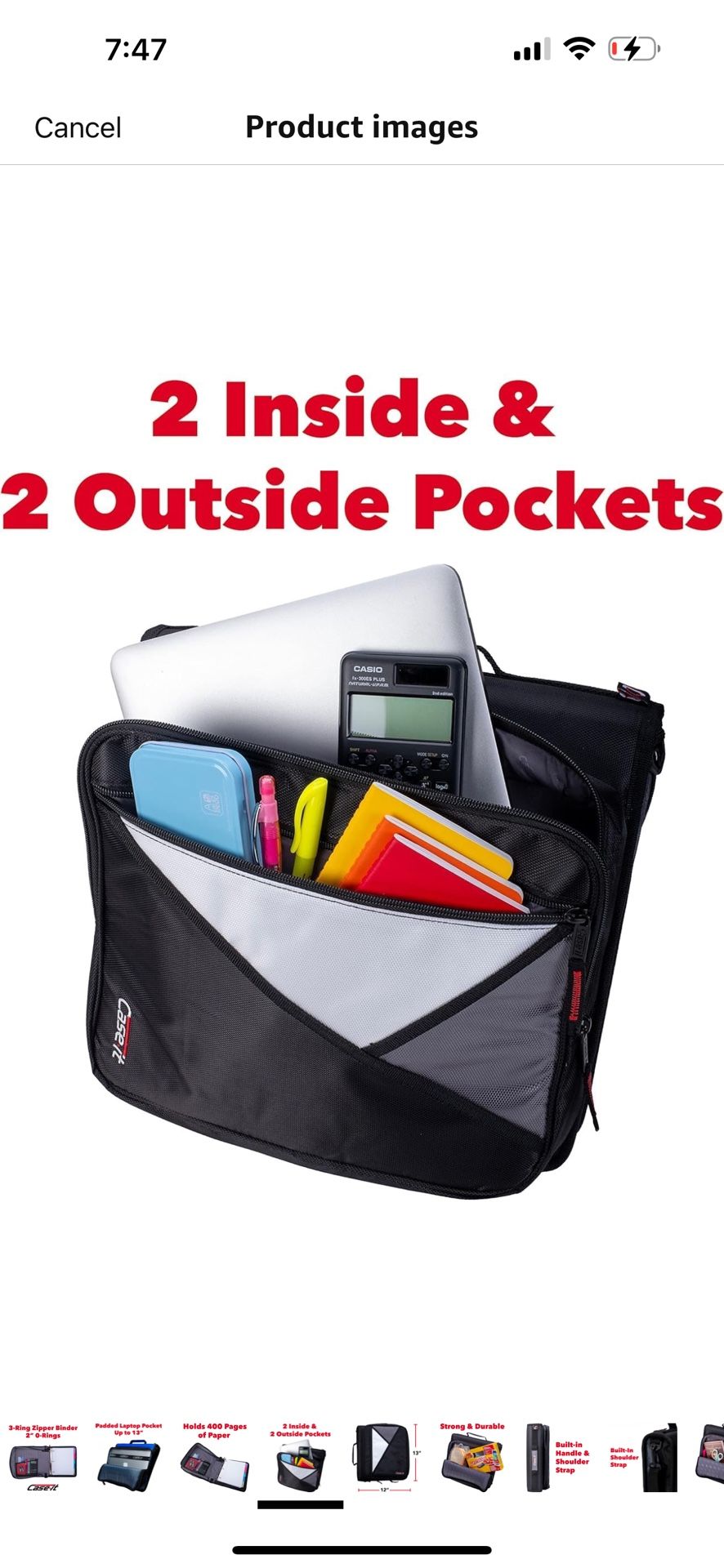 Case-it The Universal Zipper Binder - 2 Inch O-Rings - Padded Pocket That Holds up to 13 Inch Laptop/Tablet