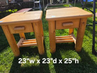 Set of large log end table or nightstands $150 ea.
