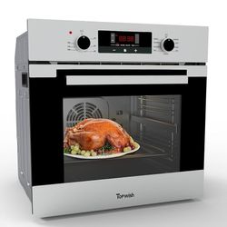 24 Inch Wall Oven, TOPWISH Electric Single Wall Ovens, 2.3 Cu.ft. Built-in Wall Oven with Convection, Touch Control, 9 Cooking Functions, Timer, Stain