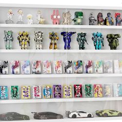 HOMCOM 5-Tier Display Cabinet, Glass Door Cabinet with Adjustable Shelves