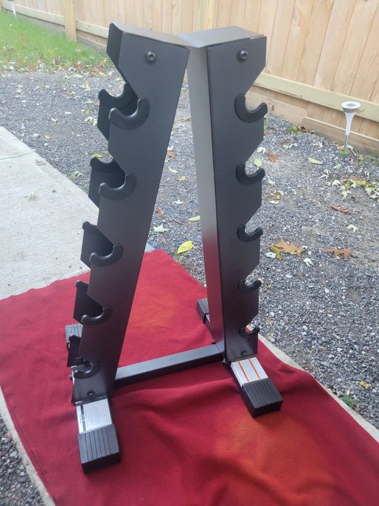 A-FRAME DUMBBELL RACK HOLDS 5 SETS.  BARLEY USED 
11525 S  HALSTED DUNKIN DONUTS/7111.S WESTERN WALGREENS 
40$ CASH ONLY AS IS 