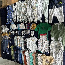 70pcs Supersized Lot Of Baby Clothes 0-3 Months For All Weather Needs