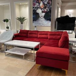 Brand New Red Velvet Sectional Sofa