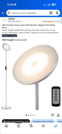 JOOFO LED Torchiere Floor Lamp with Remote