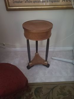 Antique Empire Drum Table. 14d" x 26" Tall