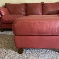 Leather Sofa + Ottoman 