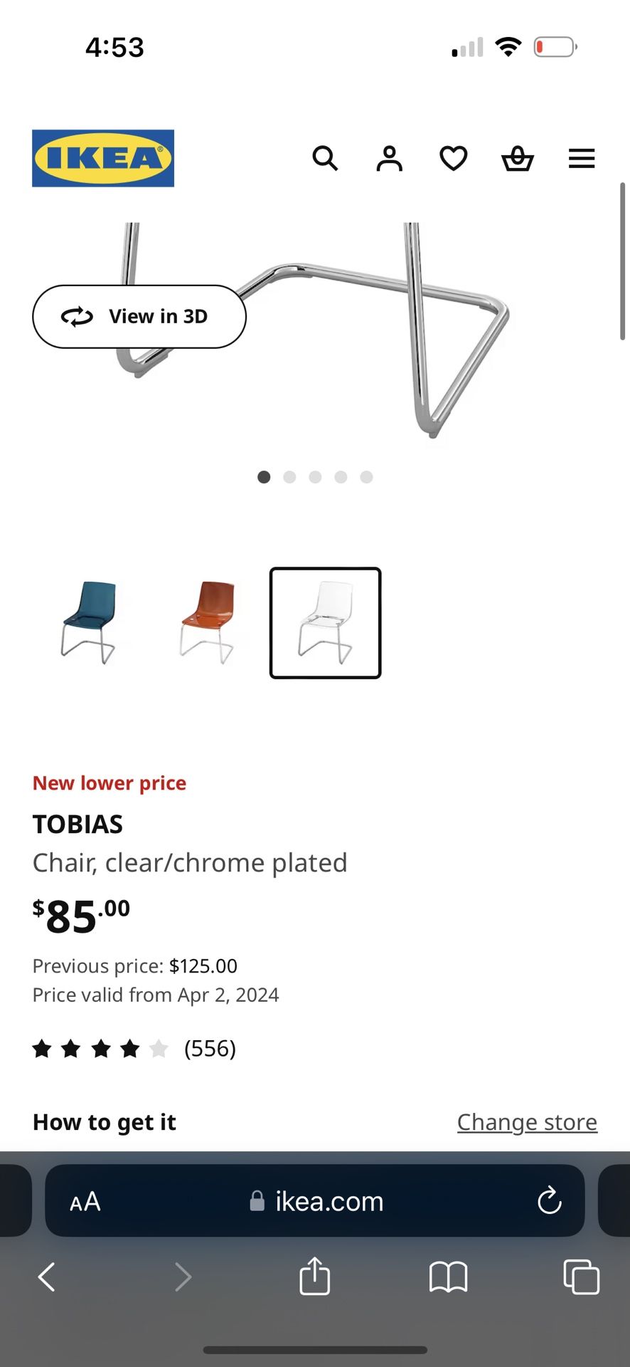 Chair, clear/chrome plated/ Dining Room Chairs
