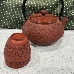 Japanese Cast iron tea pot set / New