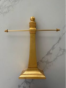 Vintage Gold Countertop Towel Jewelry Display Stand About 12”x12”