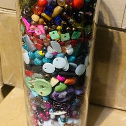 Large Glass Vase Full Of Beads