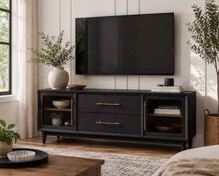 Milo Falls 72" Accent Console / TV Stand – Black – Brand New (MSRP $600)