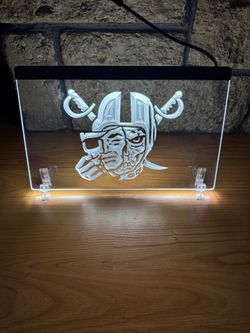 RAIDERS MASK LED NEON WHITE LIGHT SIGN 8x12