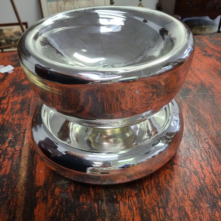 1960s Mercury Glass Bowl And Base